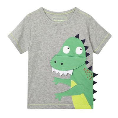 Boys' grey applique dinosaur t-shirt